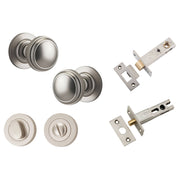 Paddington Knob Round Rose Privacy Kit w Separate Privacy Turn Satin Nickel