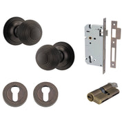 Guildford Knob Round Rose Entrance Kit w Separate High Security Lock Signature Brass