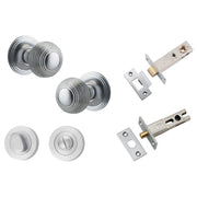 Guildford Knob Round Rose Privacy Kit w Separate Privacy Turn Brushed Chrome