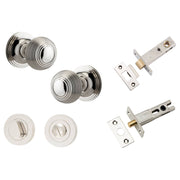 Guildford Knob Round Rose Privacy Kit w Separate Privacy Turn Polished Nickel