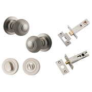 Guildford Knob Round Rose Privacy Kit w Separate Privacy Turn Satin Nickel