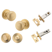Cambridge Knob Round Rose Privacy Kit with Separate Privacy Turn Brushed Brass