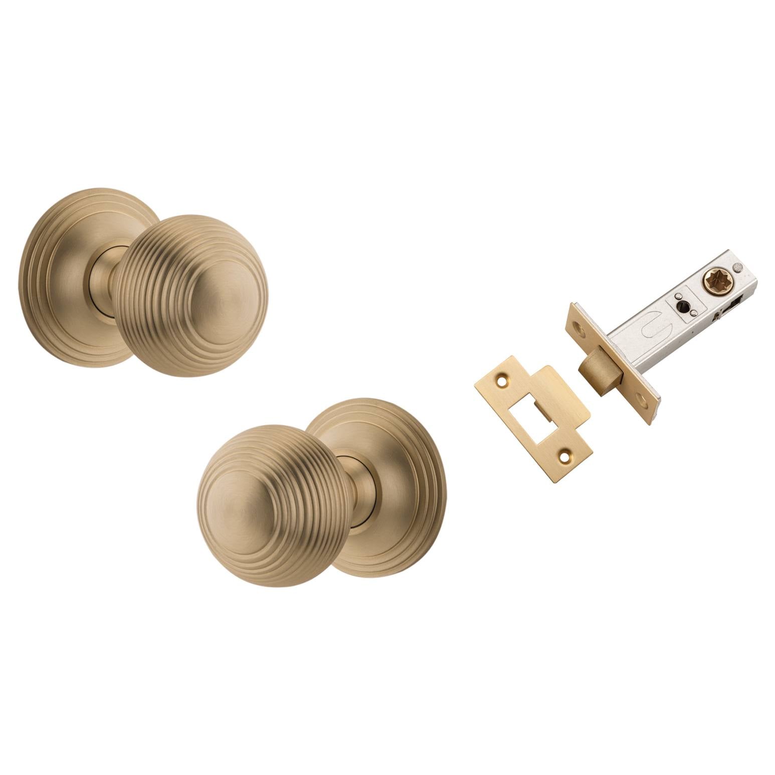 Guildford Knob Brushed Brass Round Rose Passage Kit