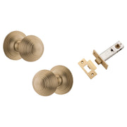 Guildford Knob Brushed Brass Round Rose Passage Kit
