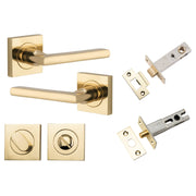 Baltimore Lever Square Rose Privacy Kit w Separate Privacy Turn Polished Brass