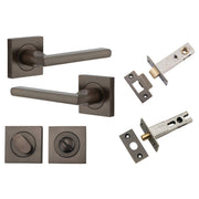 Baltimore Lever Square Rose Privacy Kit w Separate Privacy Turn Signature Brass