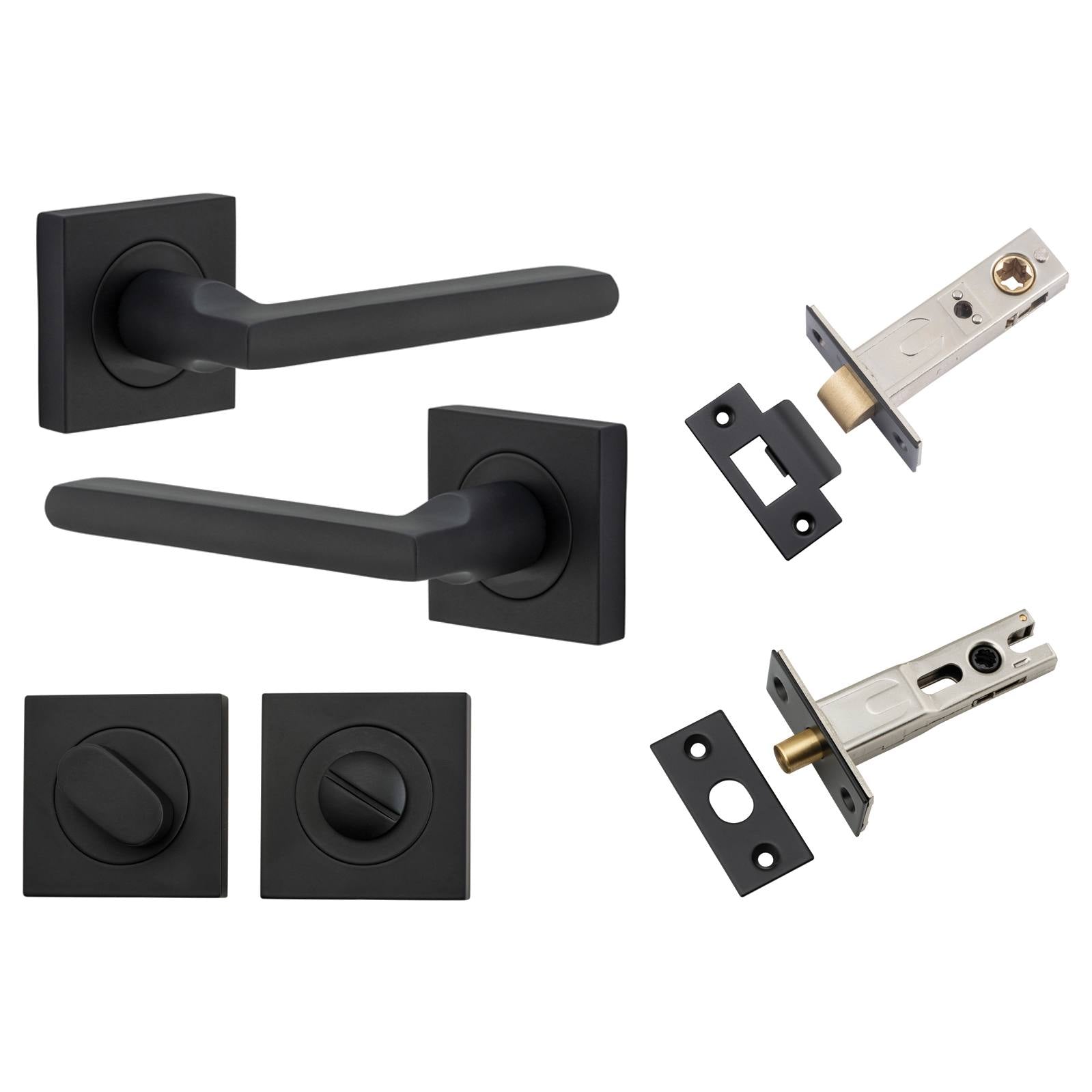 Baltimore Lever Square Rose Privacy Kit w Separate Privacy Turn Matt Black