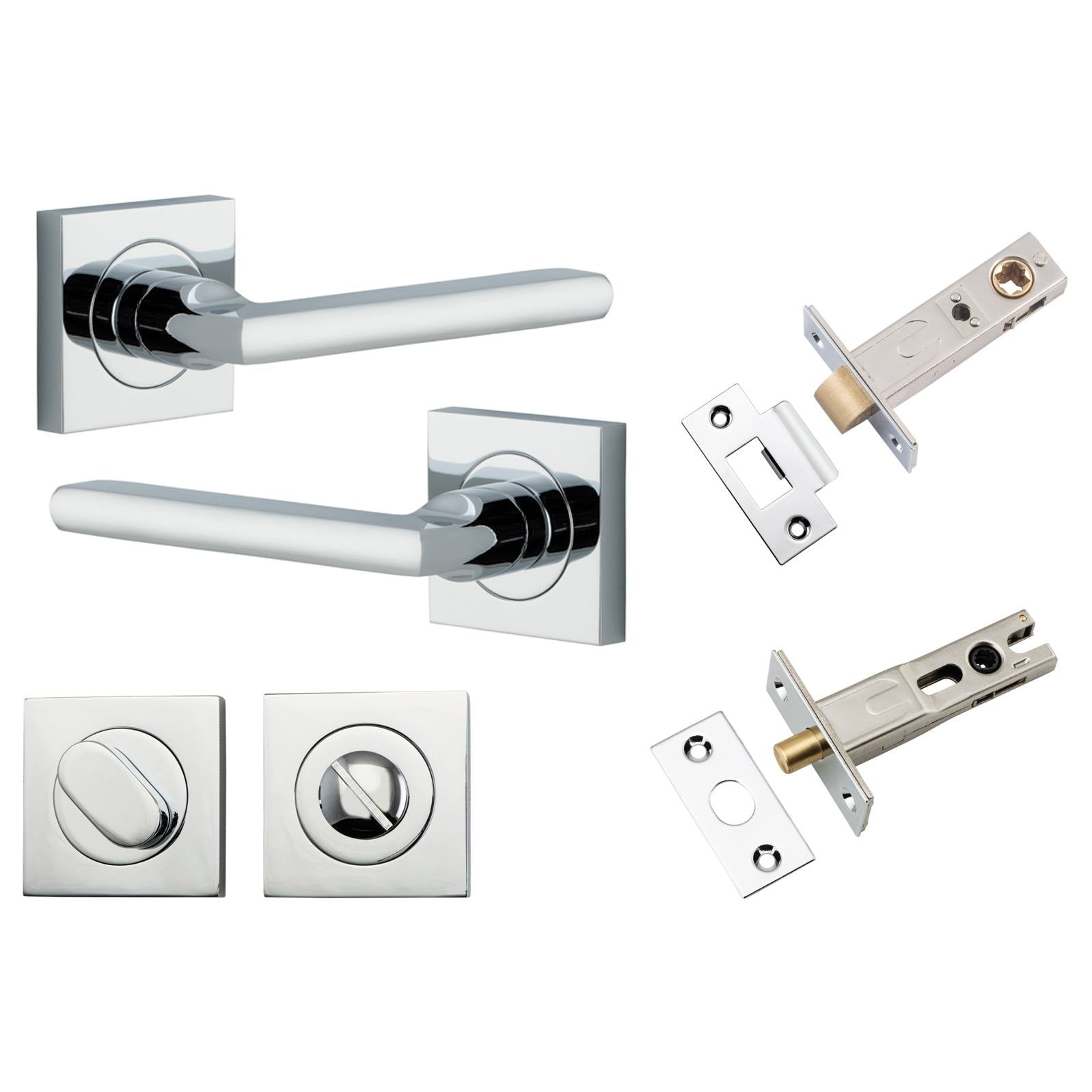 Baltimore Lever Square Rose Privacy Kit w Separate Privacy Turn Polished Chrome