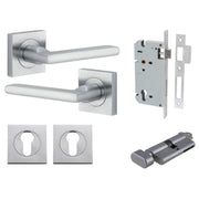 Baltimore Lever Square Rose Entrance Kit w Separate High Security Lock Brushed Chrome