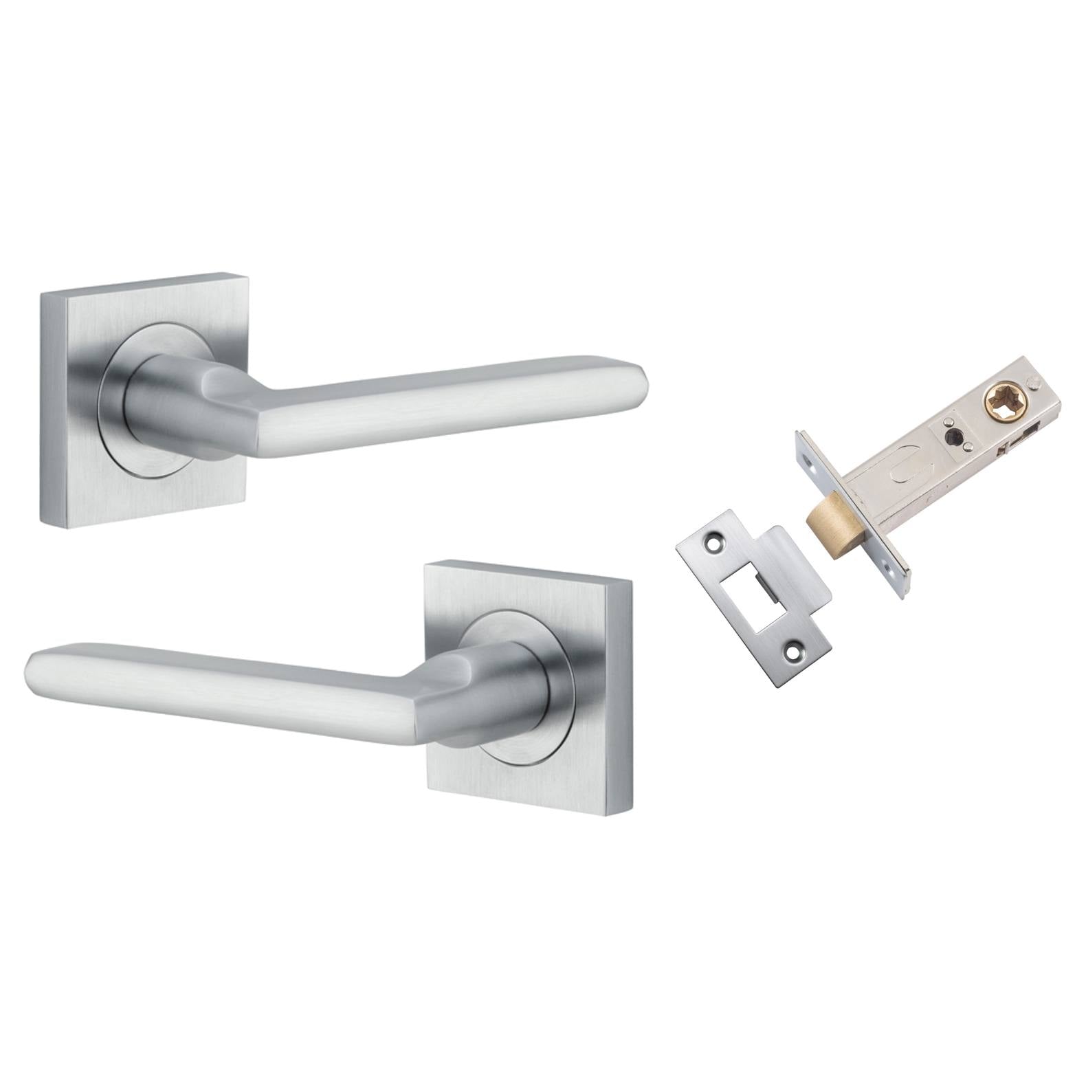 Baltimore Lever Square Rose Passage Kit Brushed Chrome