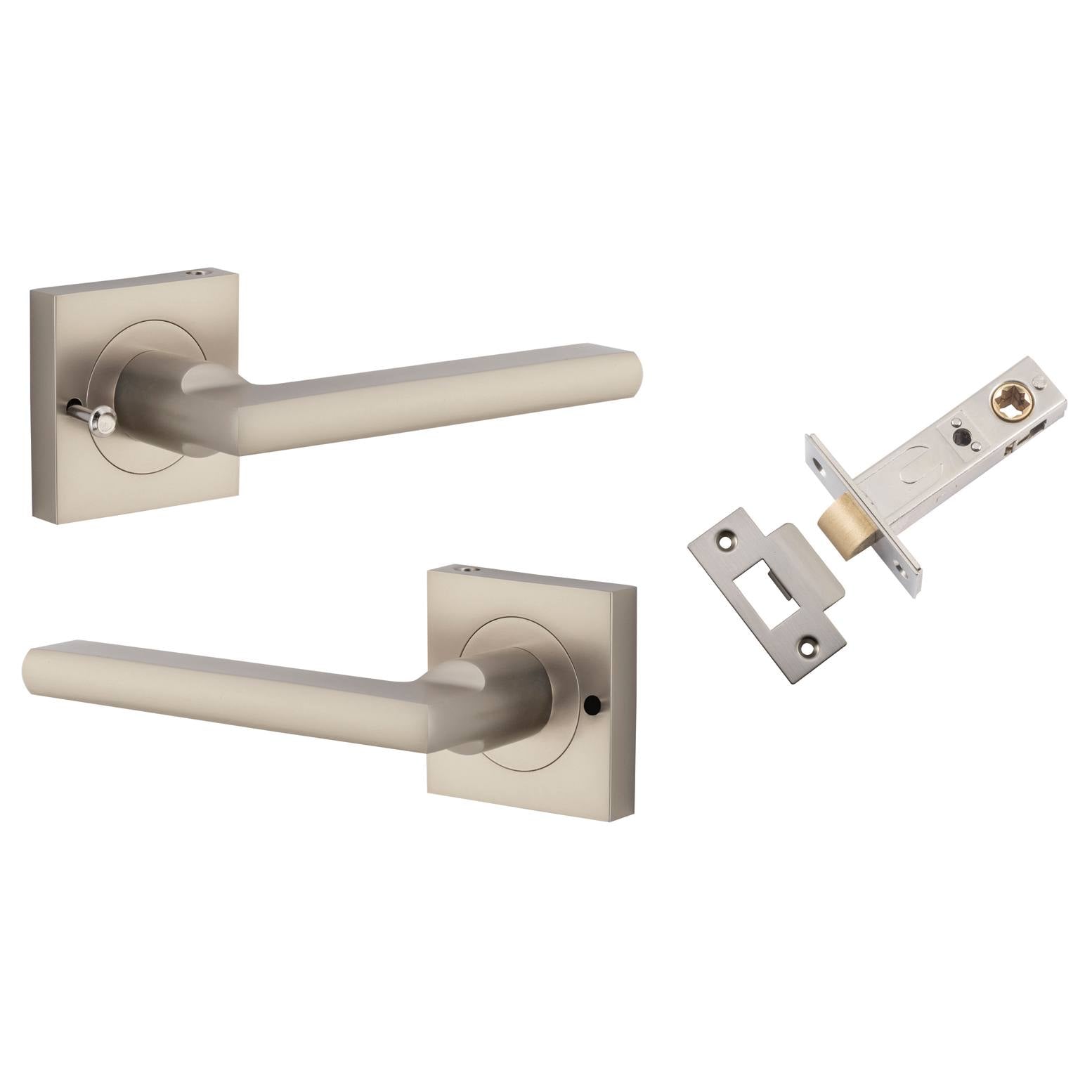 Baltimore Lever Square Rose (Inbuilt Privacy) Satin Nickel