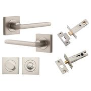 Baltimore Lever Square Rose Privacy Kit w Separate Privacy Turn Satin Nickel