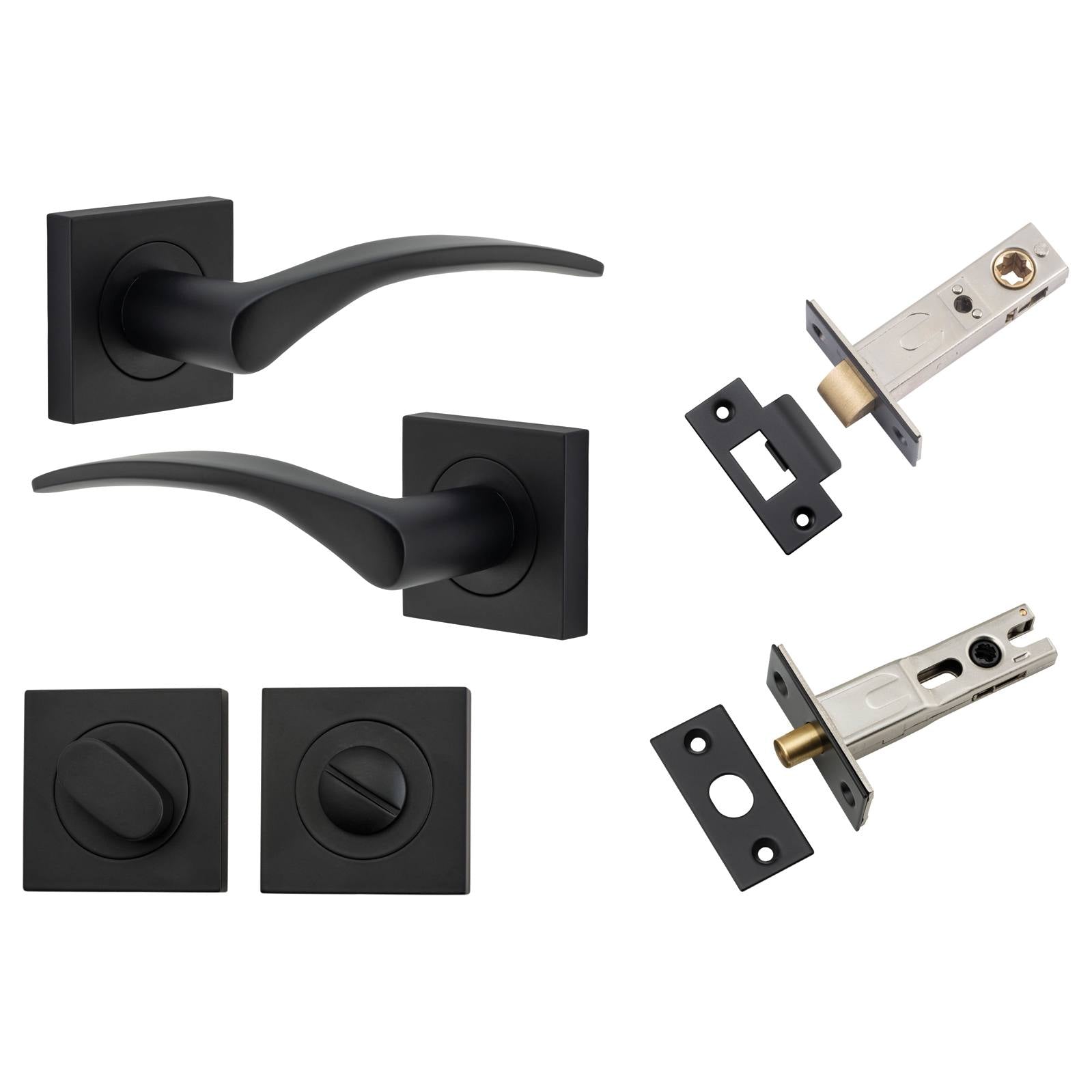Oxford Lever Square Rose Privacy Kit w Separate Privacy Turn Matt Black