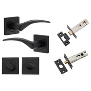 Oxford Lever Square Rose Privacy Kit w Separate Privacy Turn Matt Black