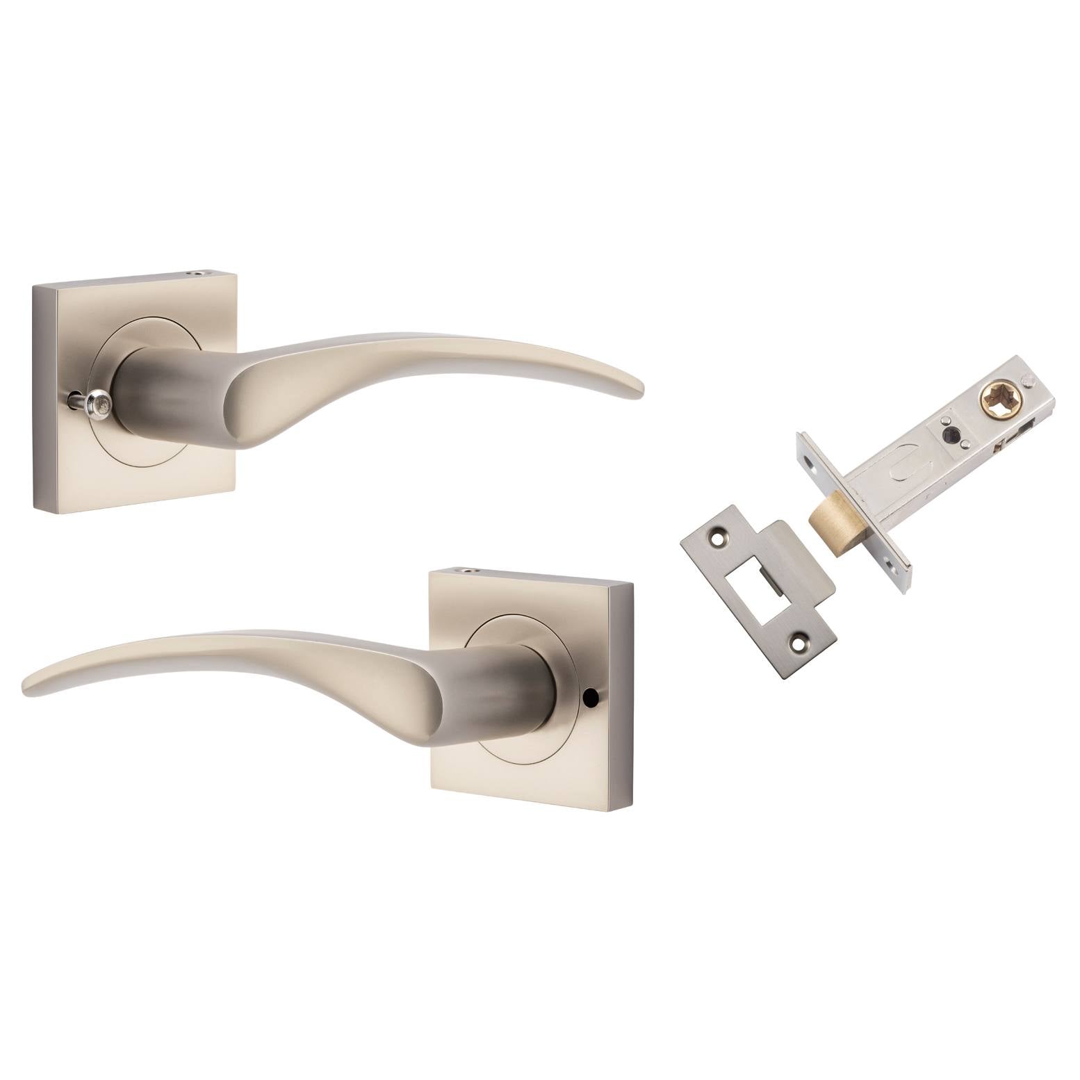 Oxford Lever Square Rose (Inbuilt Privacy) Satin Nickel