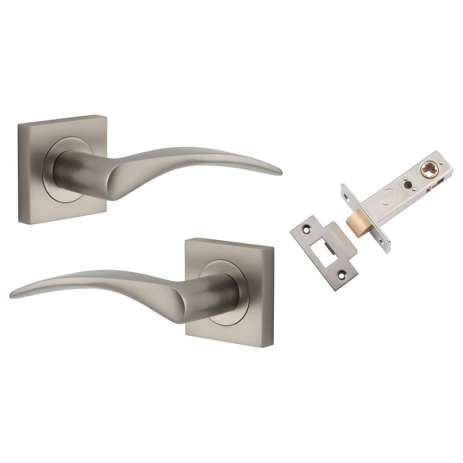 Oxford Lever Square Rose Passage Kit Satin Nickel