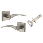 Oxford Lever Square Rose Passage Kit Satin Nickel