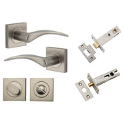 Oxford Lever Square Rose Privacy Kit w Separate Privacy Turn Satin Nickel