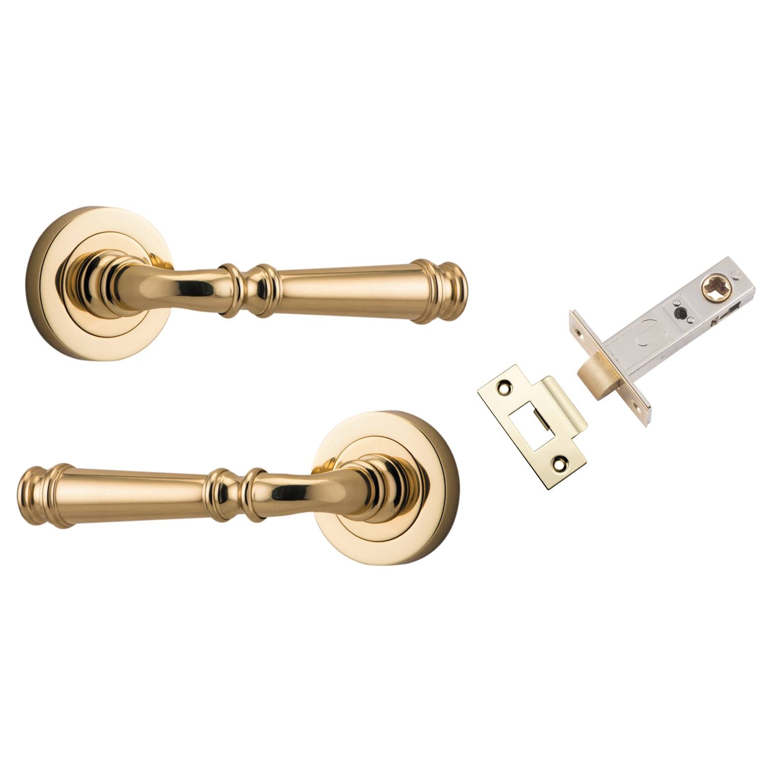 Verona Lever Round Rose Passage Kit Polished Brass
