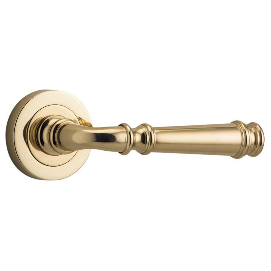 Verona Lever Round Rose, Polished Brass