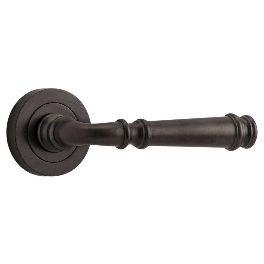 Verona Lever Round Rose, Signature Brass
