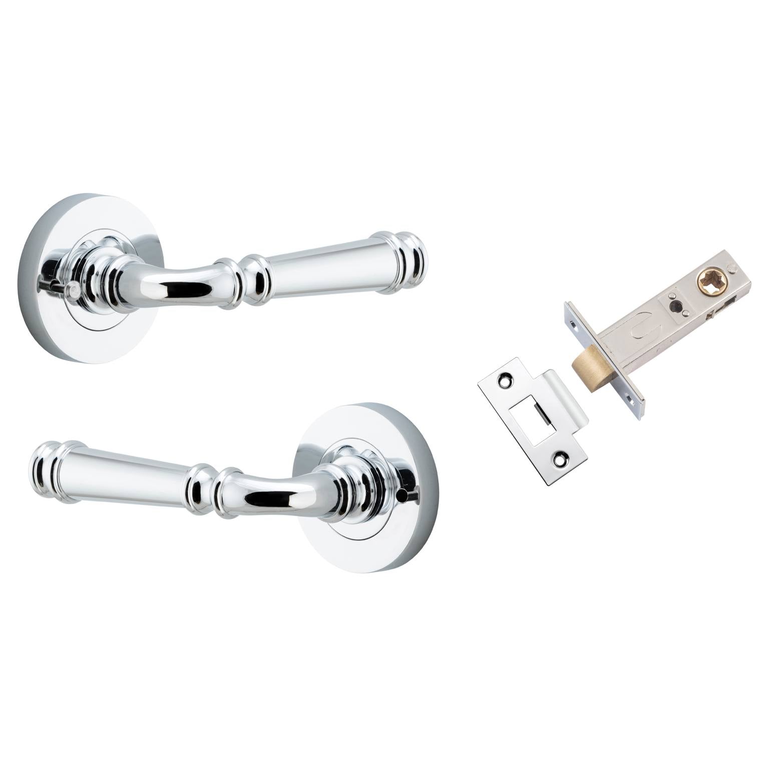 Verona Lever Round Rose (Inbuilt Privacy) Polished Chrome