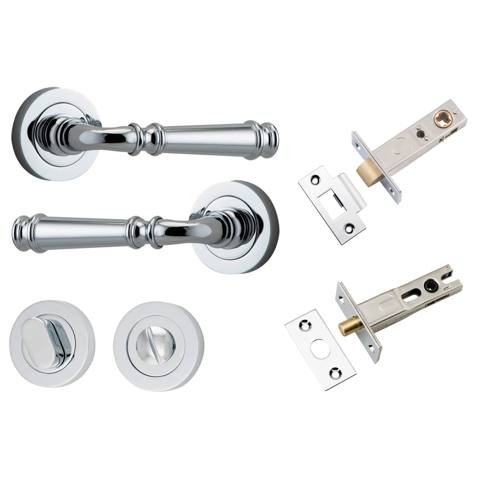 Verona Lever Round Rose Privacy Kit w Separate Privacy Turn Polished Chrome