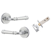 Verona Lever Round Rose (Inbuilt Privacy) Brushed Chrome