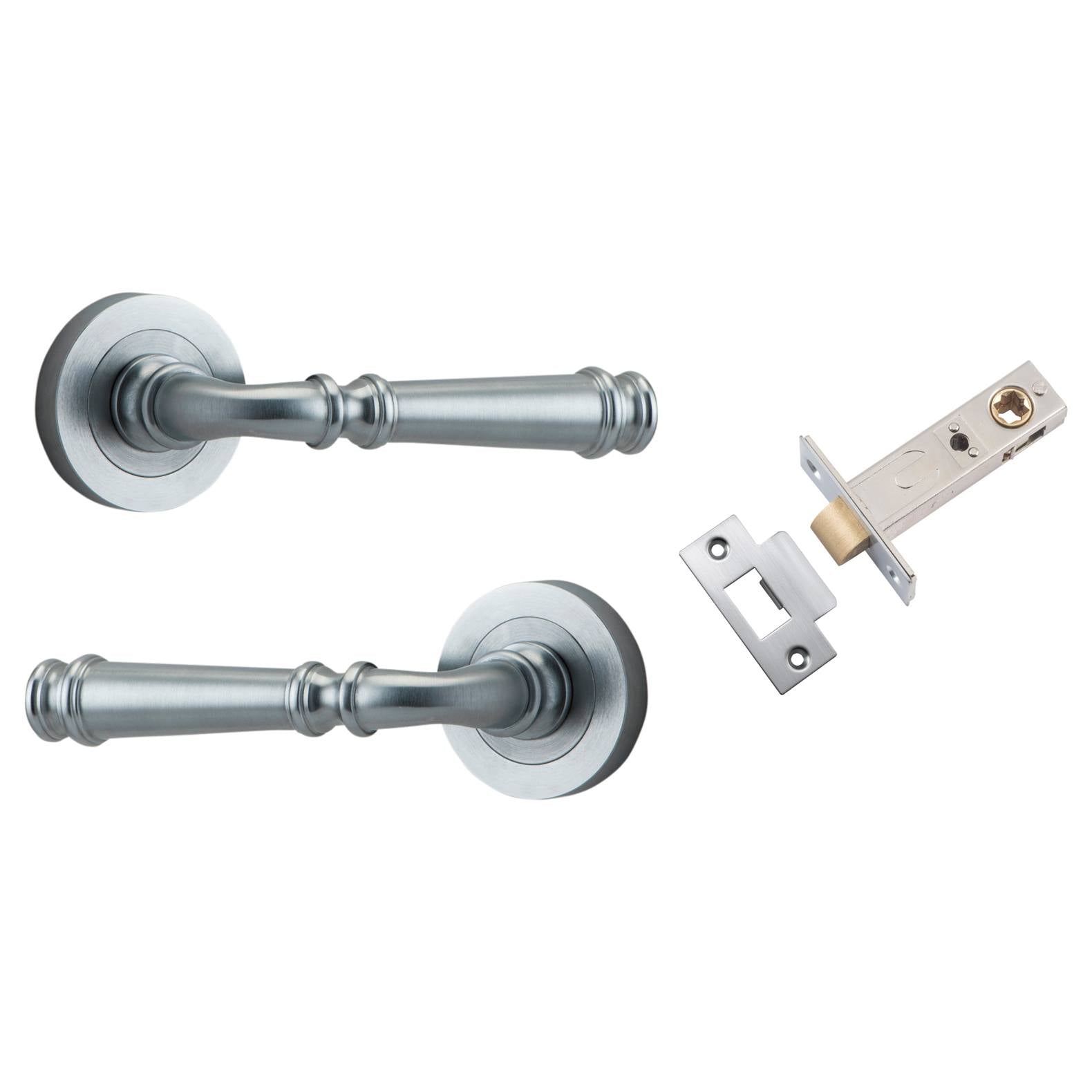 Verona Lever Round Rose Passage Kit Brushed Chrome