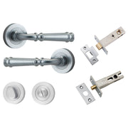 Verona Lever Round Rose Privacy Kit w Separate Privacy Turn Brushed Chrome