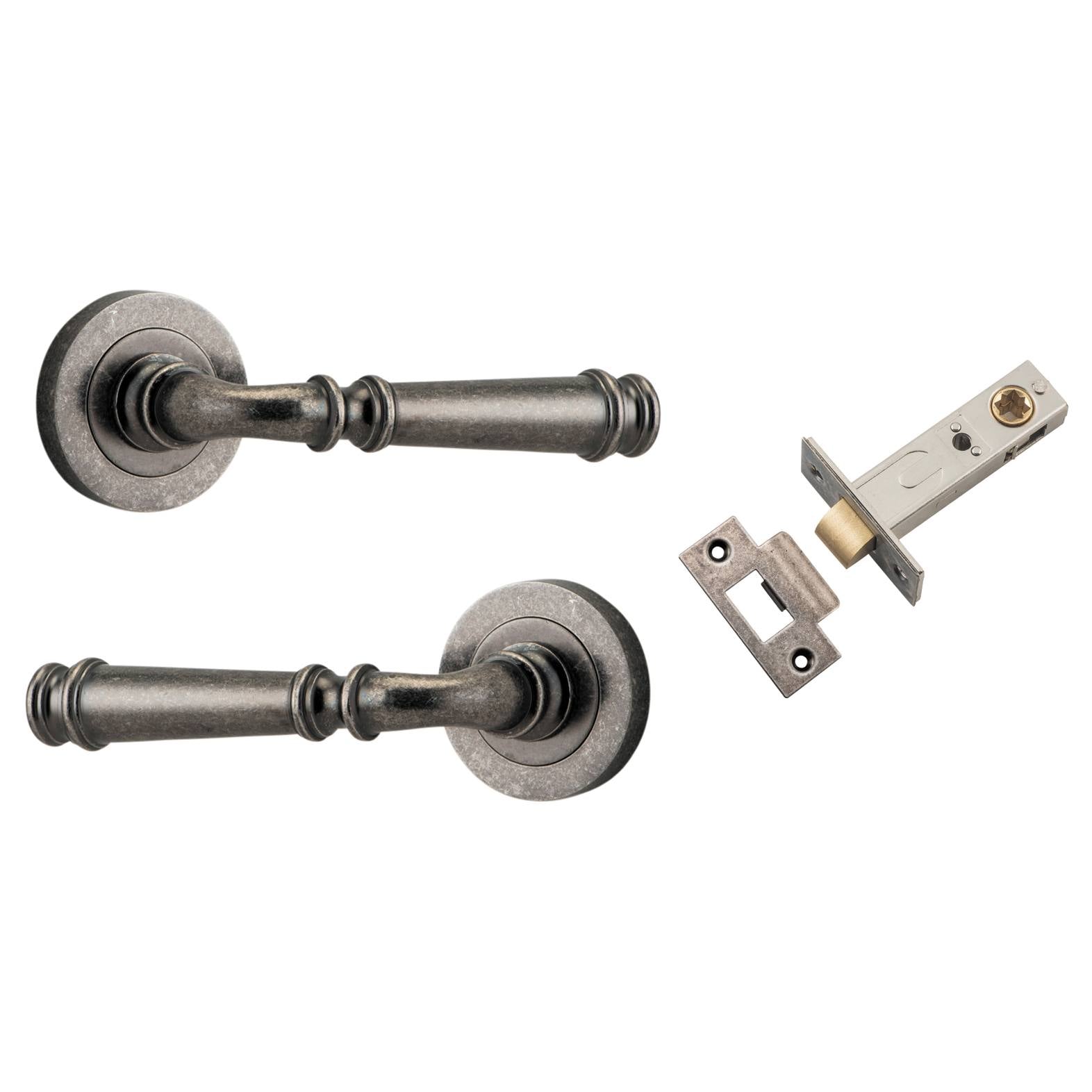 Verona Lever Round Rose Passage Kit Distressed Nickel