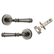 Verona Lever Round Rose Passage Kit Distressed Nickel
