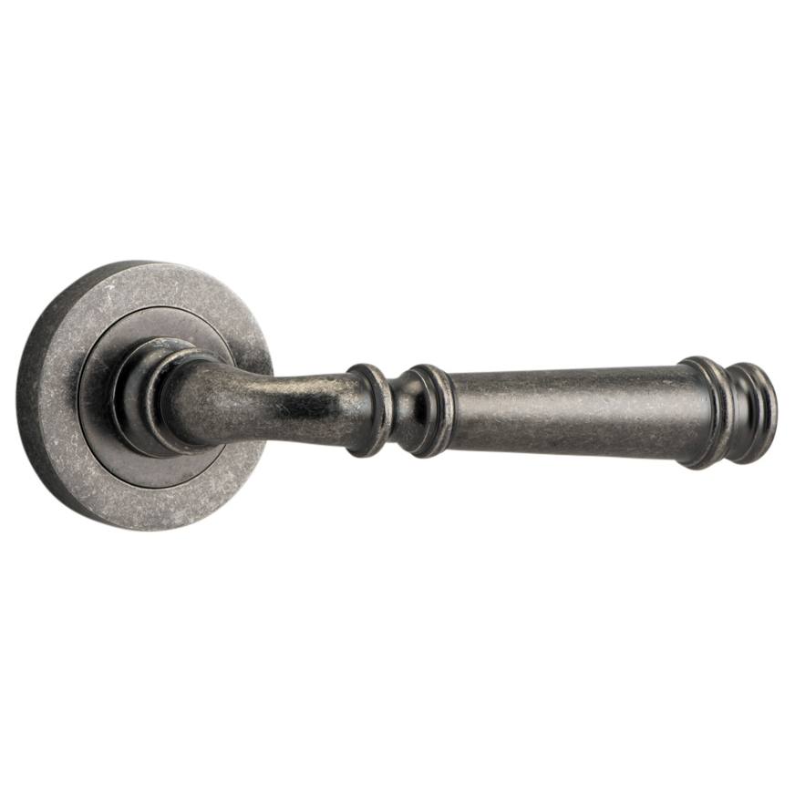 Verona Lever Round Rose Distressed Nickel