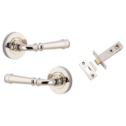 Verona Lever Round Rose (Inbuilt Privacy) Polished Nickel