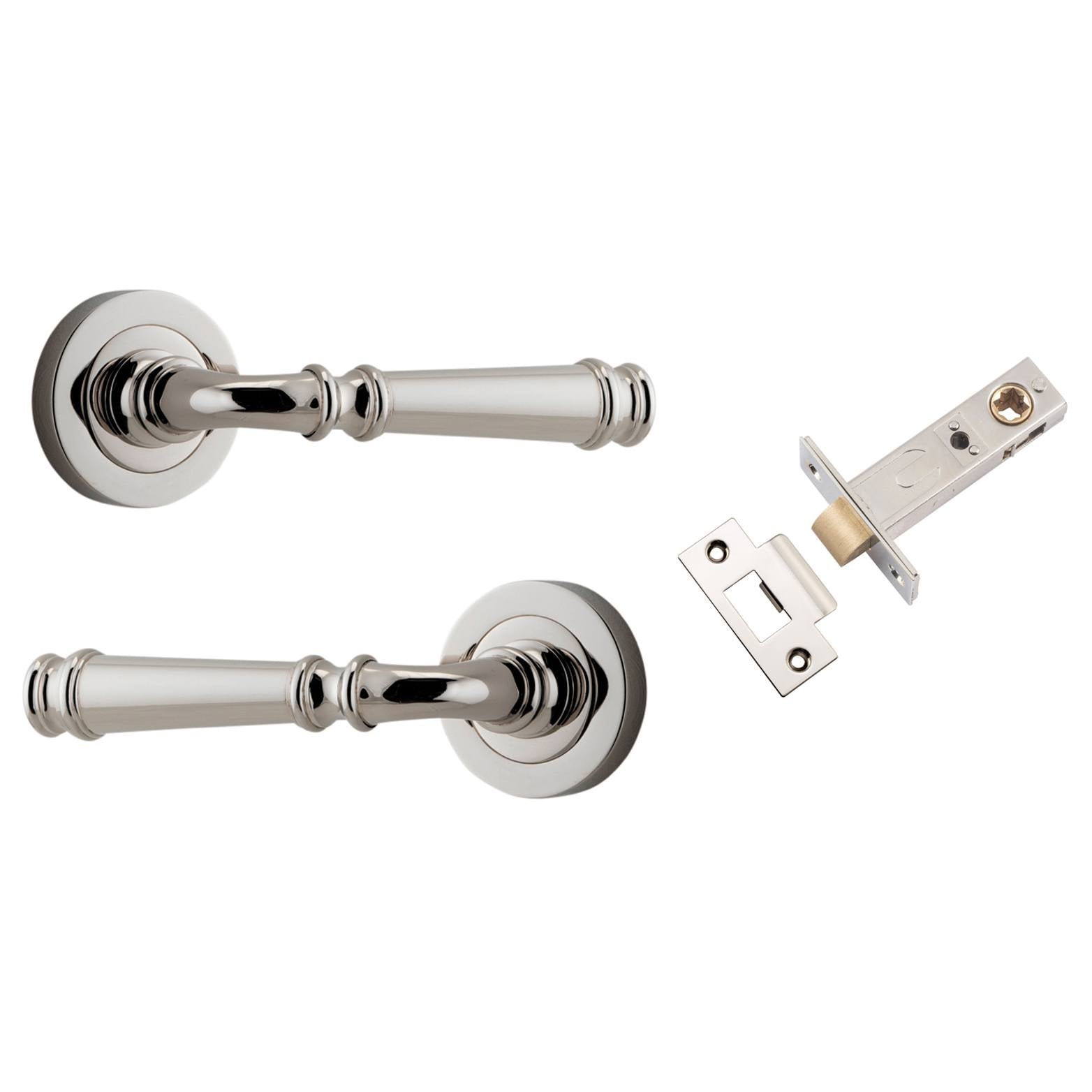 Verona Lever Round Rose Passage Kit Polished Nickel
