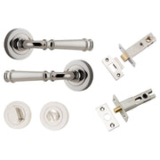 Verona Lever Round Rose Privacy Kit w Separate Privacy Turn Polished Nickel