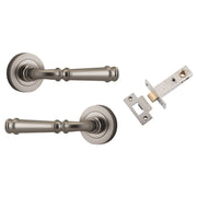 Verona Lever Round Rose Passage Kit Satin Nickel