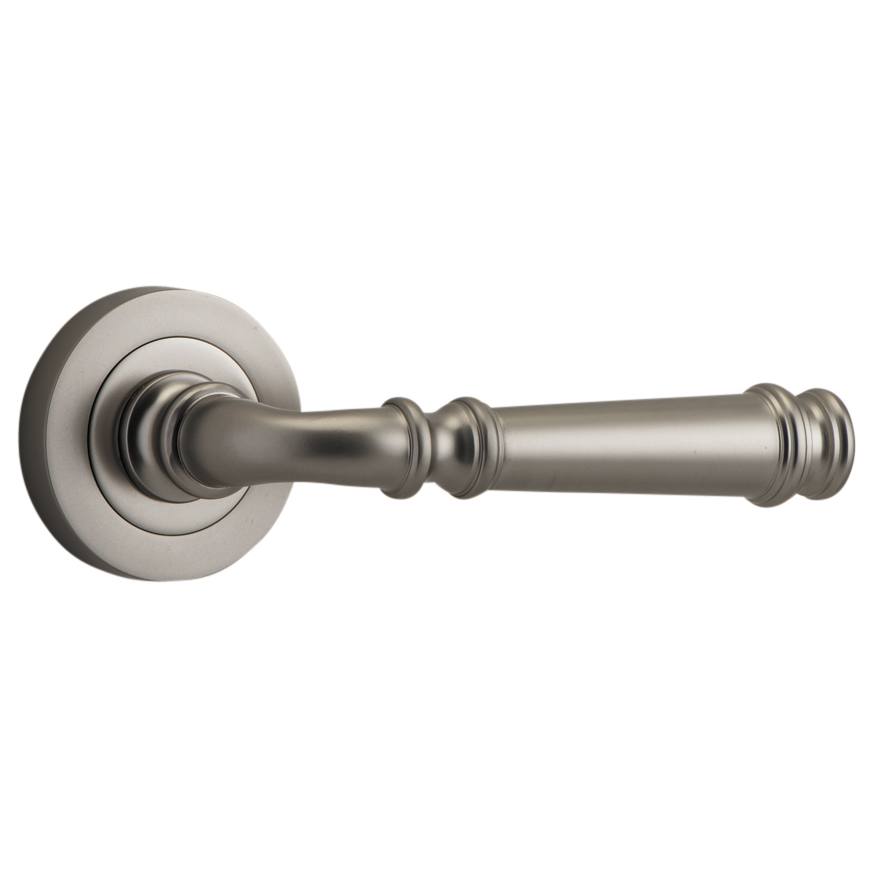 Verona Lever Round Rose, Satin Nickel