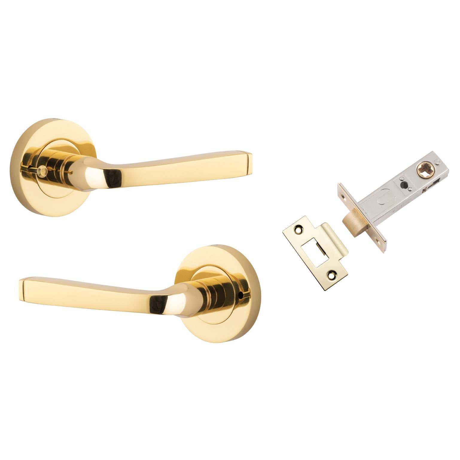 Annecy Lever Round Rose (Inbuilt Privacy) Polished Brass