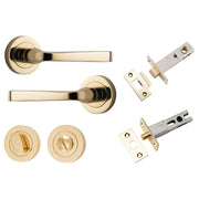 Annecy Lever Round Rose Privacy Kit w Separate Privacy Turn Polished Brass