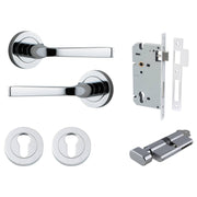 Annecy Lever Round Rose Entrance Kit w Separate High Security Lock Polished Chrome
