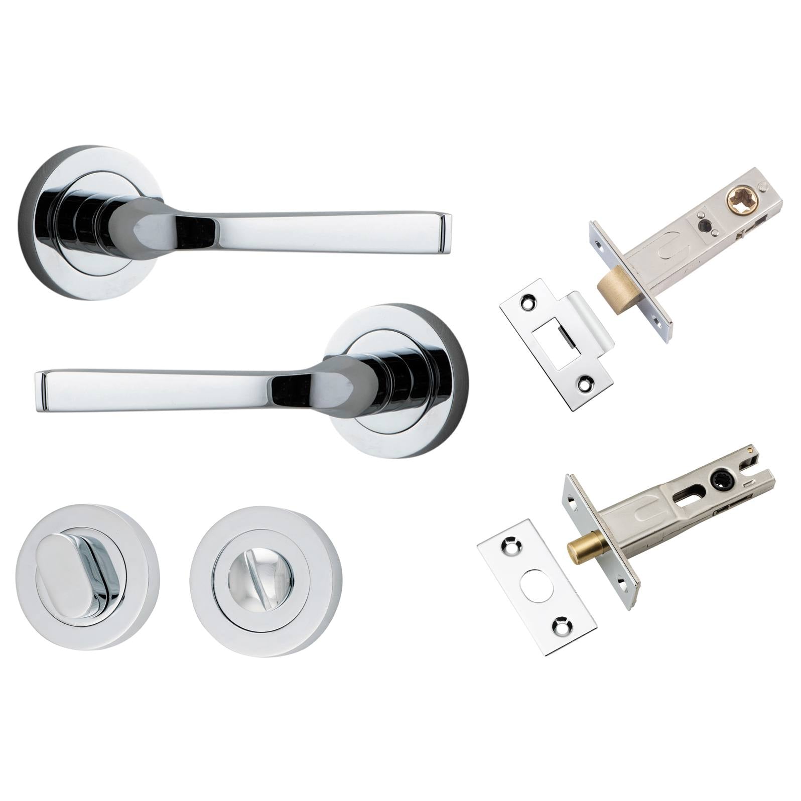 Annecy Lever Round Rose Privacy Kit w Separate Privacy Turn Polished Chrome