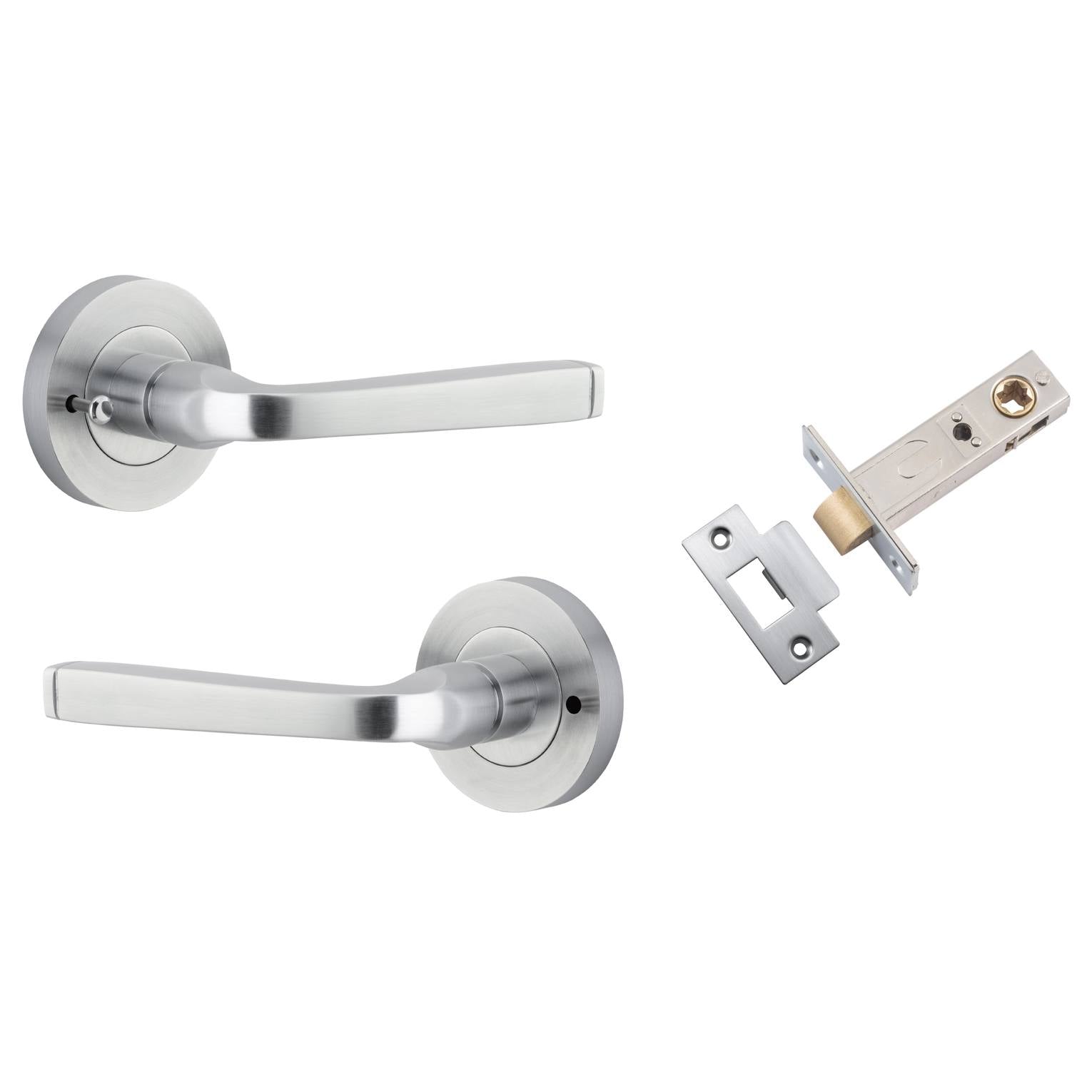 Annecy Lever Round Rose (Inbuilt Privacy) Brushed Chrome