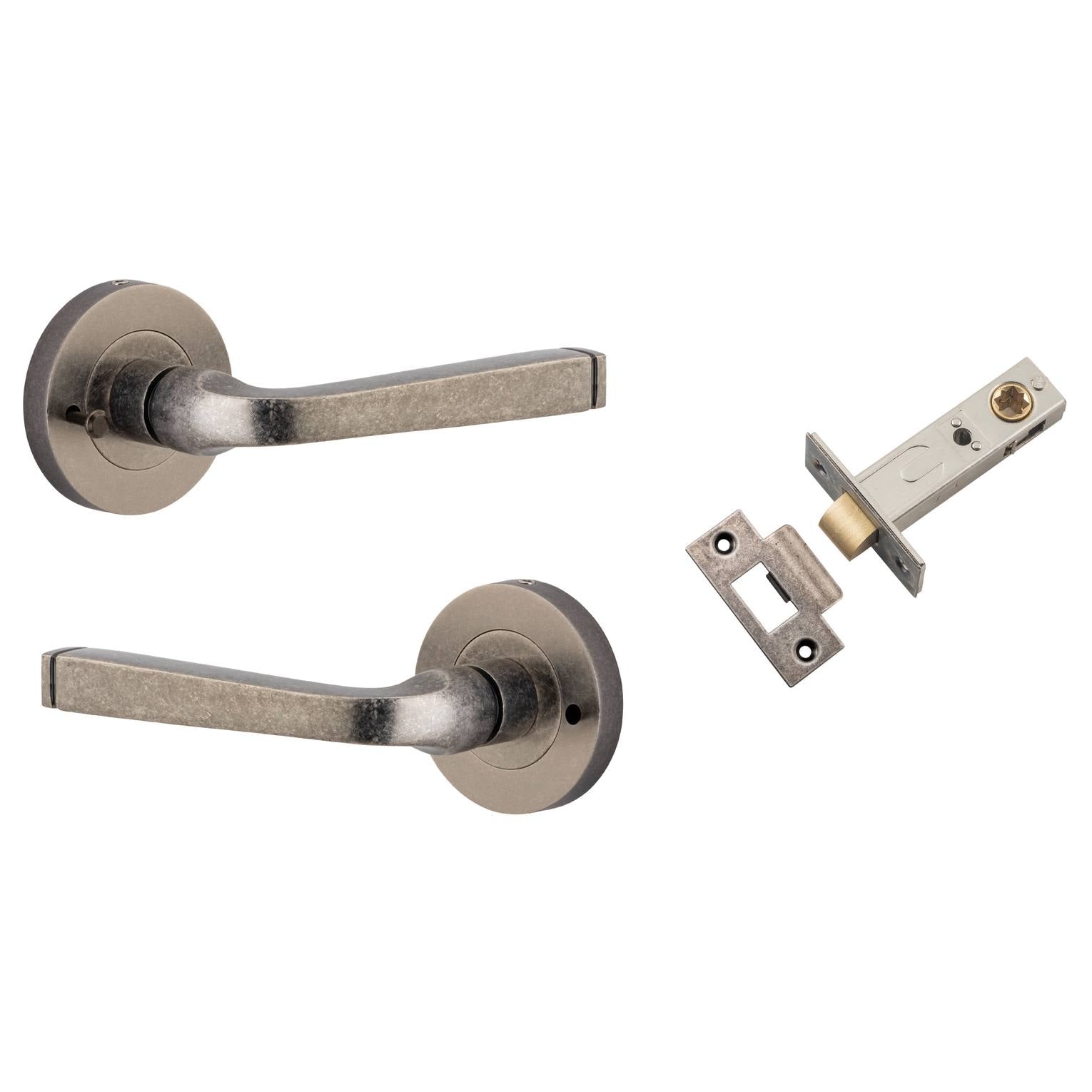Annecy Lever Round Rose (Inbuilt Privacy) Distressed Nickel