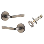 Annecy Lever Round Rose (Inbuilt Privacy) Distressed Nickel