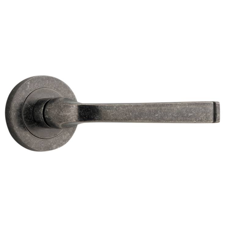 Annecy Round Rose Lever, Distressed Nickel