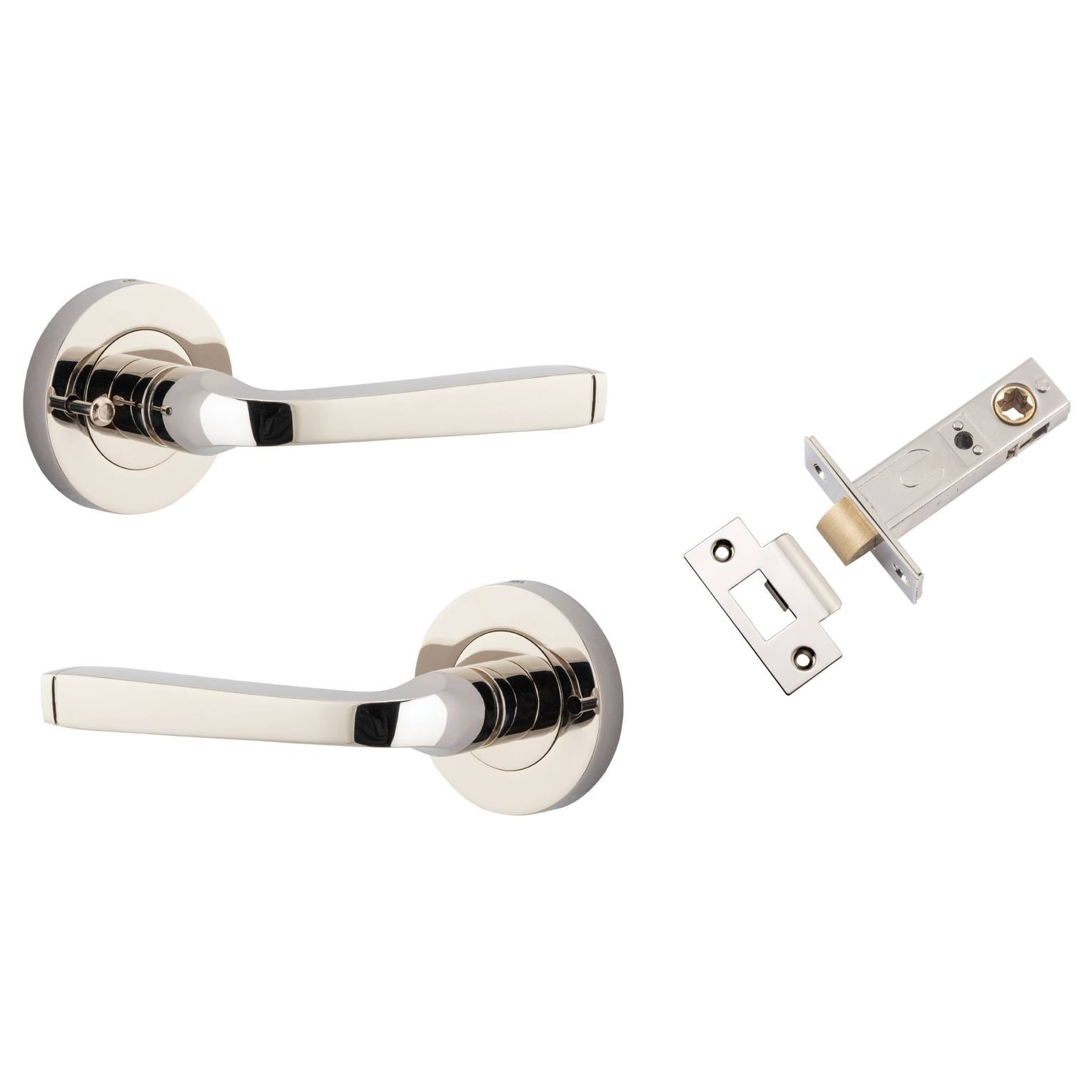 Annecy Lever Round Rose (Inbuilt Privacy) Polished Nickel