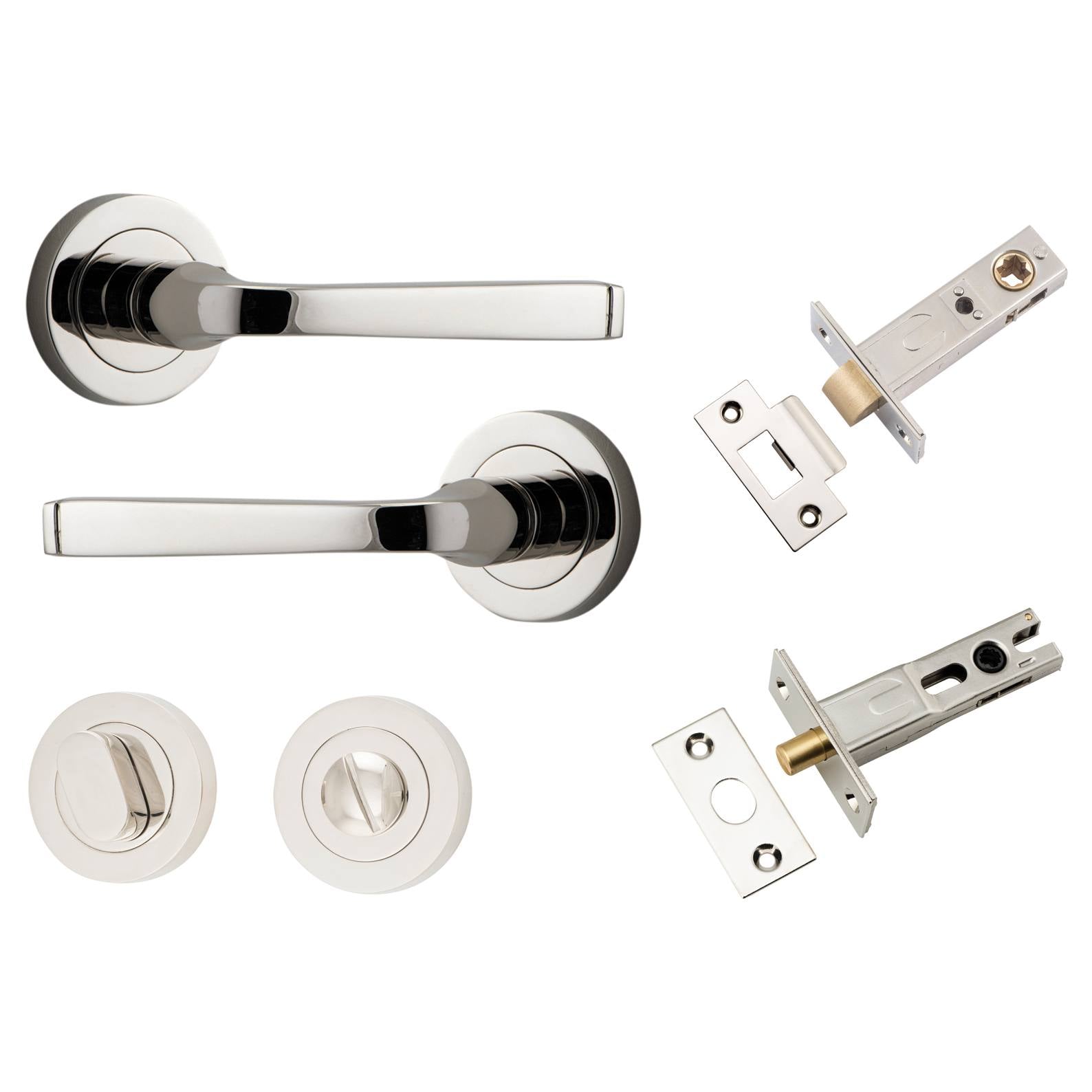 Annecy Lever Round Rose Privacy Kit w Separate Privacy Turn Polished Nickel