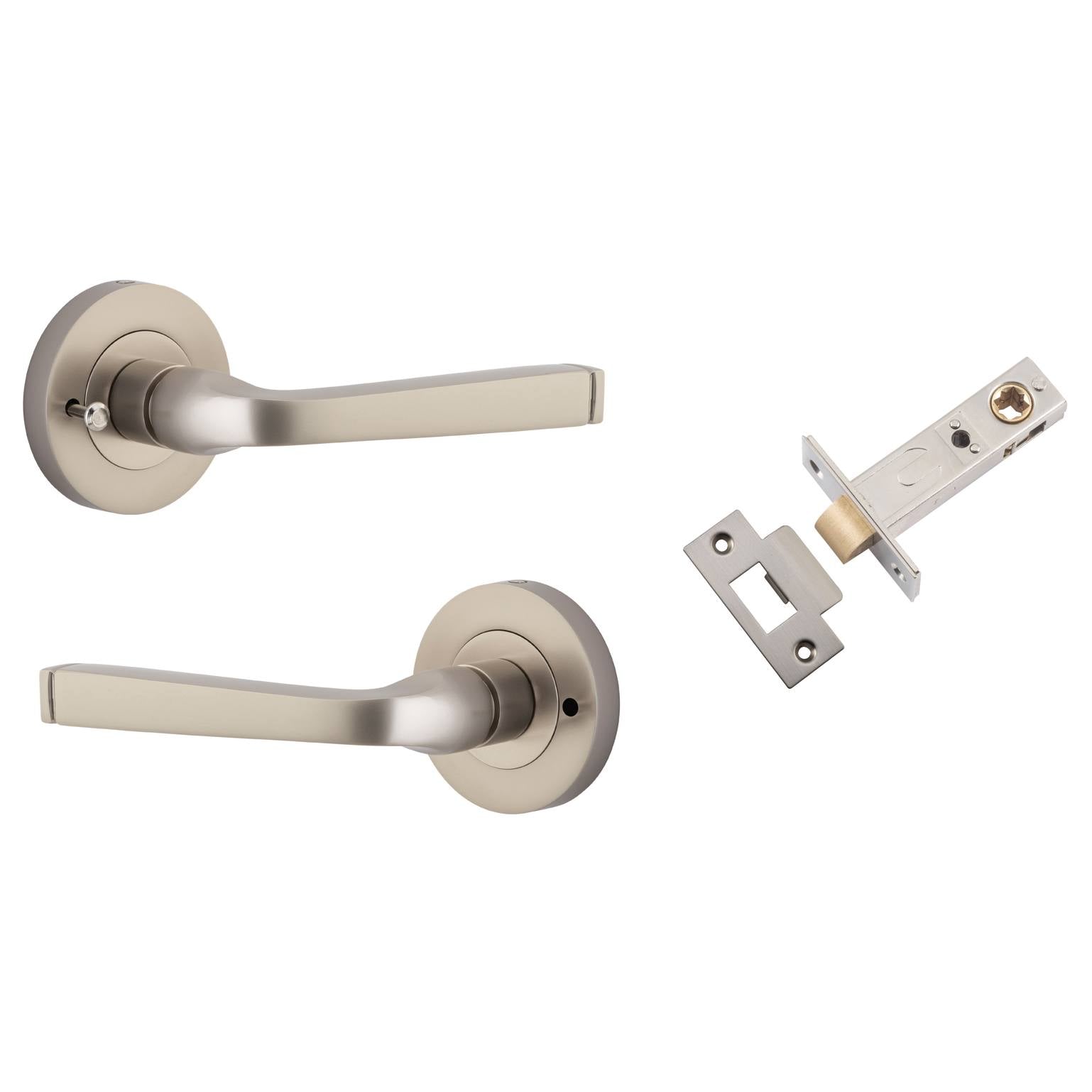 Annecy Lever Round Rose (Inbuilt Privacy) Satin Nickel