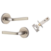 Annecy Lever Round Rose (Inbuilt Privacy) Satin Nickel